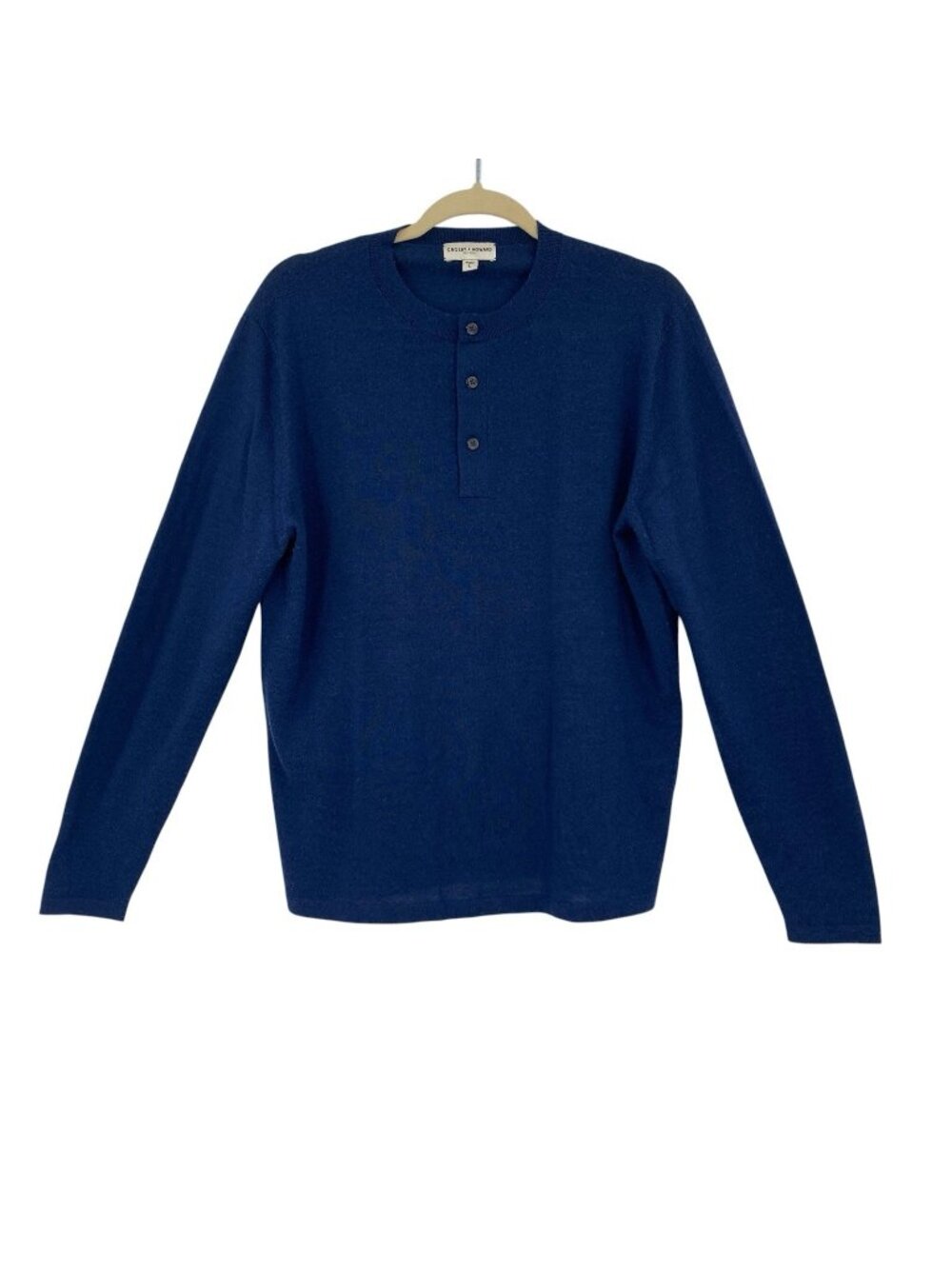 Crosby & Howard Sweater Mens Large Blue Merino Wool Cashmere Henley Pullover